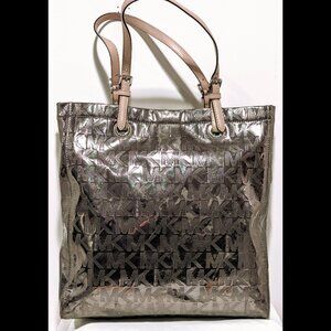 Nice MICHAEL KORS AV-1309 Monogram Metallic Bronze Patent Leather Large Tote